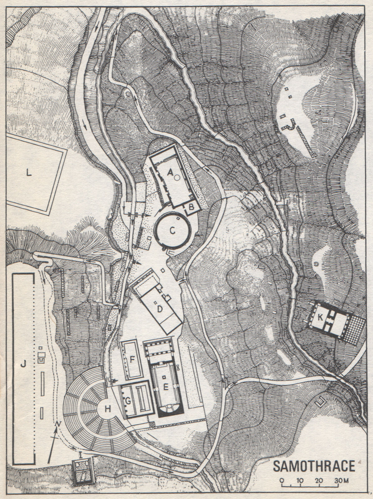 PALAEPOLI vintage ground plan, Samothrace. Greece 1967 old vintage map chart